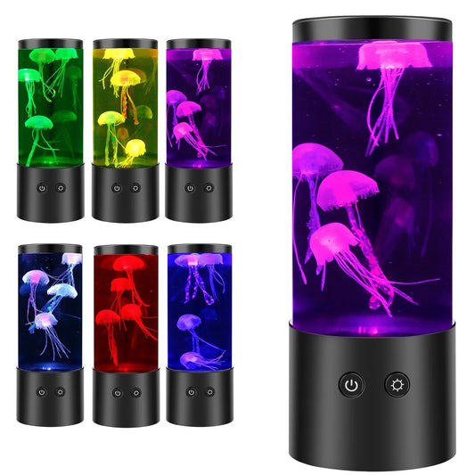 LED Jellyfish Lamp with 7 Colors Changing Usb/Battery Operated Jellyfish Night Light Fantasy Jellyfish Aquarium Lamp Decorative Jellyfish Tank Mood Lights for Home Office