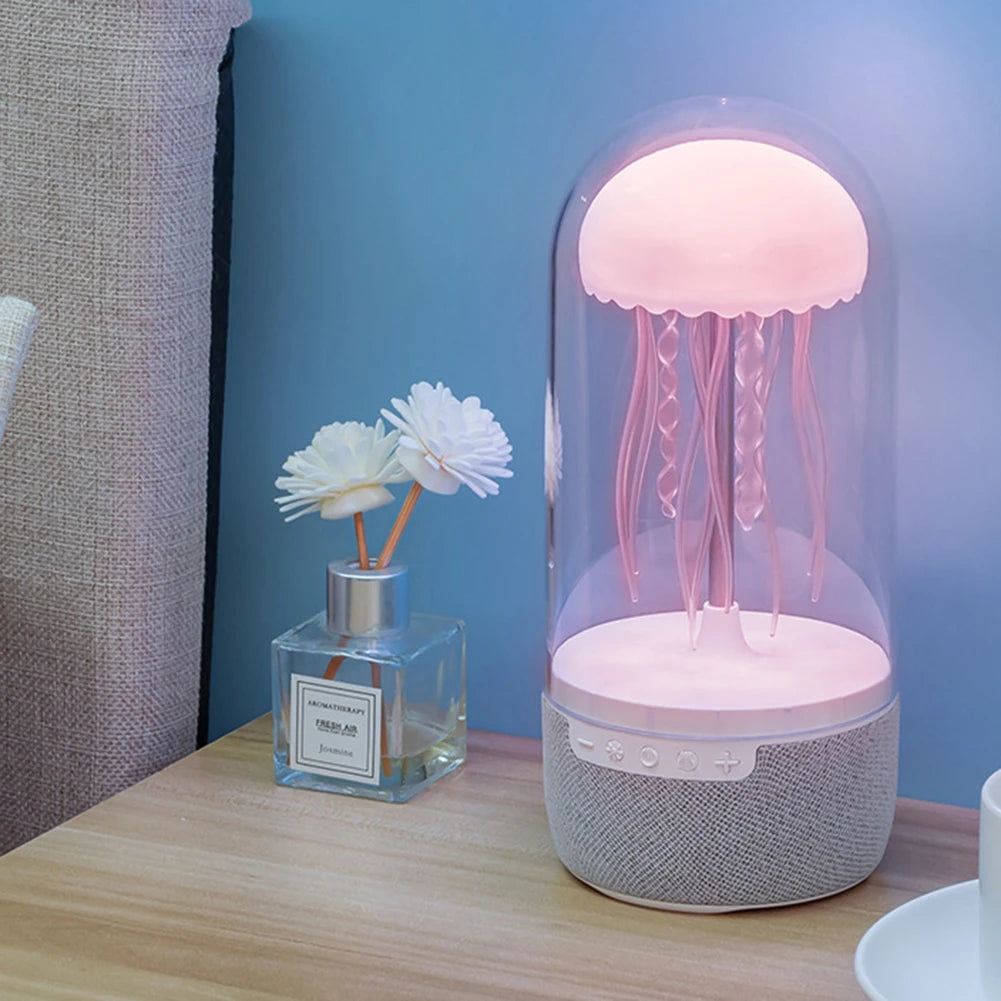 Creative Colorful Jellyfish Lamp with Bluetooth-Compatible Speaker Hifi Stereo Floating Jellyfish Speaker 1800Mah Color Changing